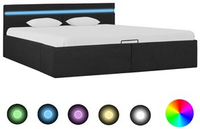 285605 vidaXL Cadru pat hidraulic cu LED, gri închis, 180x200 cm, textil