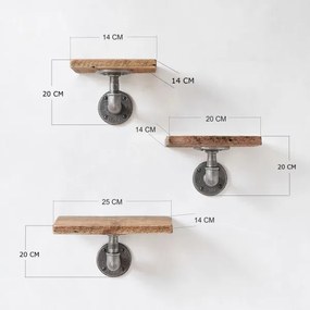 SET 3x raft de perete BORURAF molid/negru