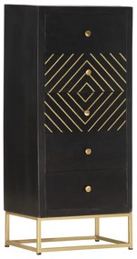 Dulap cu sertare, negru auriu, 45 x 30 x 105 cm, lemn de mango Negru si auriu, 1, 1