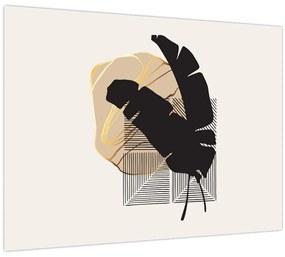 Tablou pe sticlă - Abstracție cu frunze tropicale N⁰4 (70x50 cm)