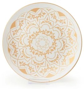 Set veselă 24 piese din ceramică, alb cu accente aurii
