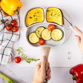 Tigaie cu 3 compartimente Klausberg KB 7824, 19 cm, Finisaj marmura, Inductie, Gri