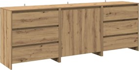 vidaXL Bufetă 3 piese din lemn de stejar artizanal