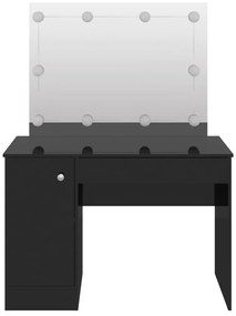 Masa de machiaj cu lumini LED, negru lucios, 110x55x145 cm, MDF Negru stralucitor
