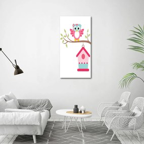 Tablou Printat Pe Sticlă Owl pe o ramură