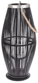 Lanternă din bambus cu sticlă Libre negru, 40 x 21cm