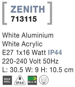Aplica de perete pentru exterior IP44 ZENITH alba NVL-713115