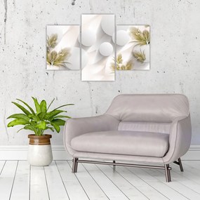 Tablou - 3D cercuri cu flori (90x60 cm)