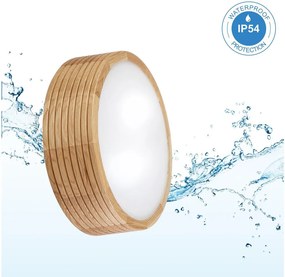 Plafonieră pentru baie LINARO, 2x E27/15W/230V, IP54, finisaj stejar, diametru 27 cm