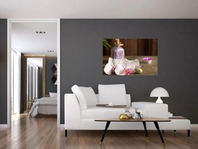 Tablou - Lumânare și orhidee (90x60 cm)