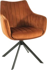 Scaun living rotativ AZALIA, caramiziu/negru, stofa catifelata/metal,