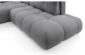 Colțar extensibil ALMADA, tapițat, în formă de L, cu spațiu de depozitare, pe partea stângă, gri