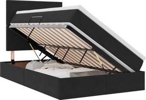 vidaXL Pat cu saltea și LED cu saltea Negru 120 x 190 cm Catifea