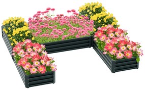 Outsunny Set de 5 jardiniere pentru gradina, pat de legume modular din otel, perfect pentru legume, plante si flori, verde | Aosom Romania