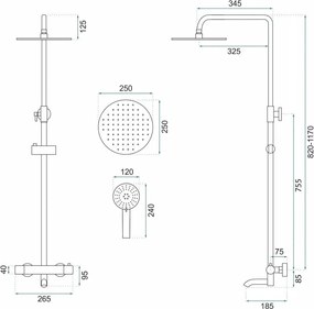 Coloana de dus cu termostat Lungo Titan