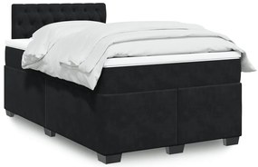 vidaXL Pat box spring cu saltea, negru, 120x200 cm, catifea