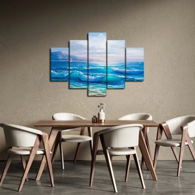 Tablou - Pictură în ulei de mare cu pescăruși (150x105 cm)
