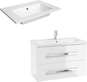 Set dulap baza suspendat Defra Granada alb cu lavoar compozit Flex 80