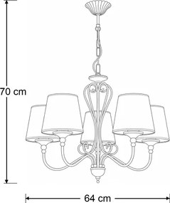 Brilagi - Lustru cu lanț SONIA 5xE27/15W/230V Ø 64 cm crem/patină