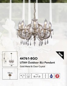 Candelabru, Lustra cu 8 brate cu protectie IP65 Utah