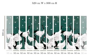 Tapet VLAdiLA Grus Japonesis in Green 520 x 300 cm