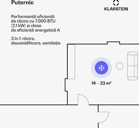 Klarstein Metrobreeze New York Smart 7k, aer condiționat portabil, 7000 BTU / 2,1 kW, clasa energetică A, telecomandă