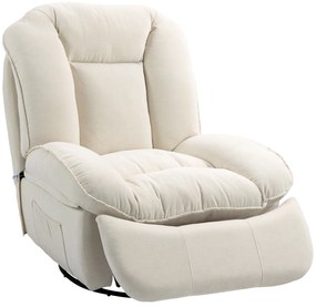 HOMCOM Scaun de relaxare, reglabil, 104x100x102cm / 164x76cm, Alb cremos | Aosom Romania