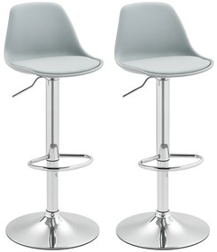 HOMCOM Set de 2 scaune de bar, Scaune de bar, Scaune rotative cu spătar, înălțime ajustabilă, capacitate de încărcare de până la 120 kg, 42 x 38 x 82-104 cm, Gri | Aosom Romania