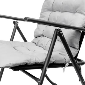 Scaun pliabil de drumeție cu saltea negru/gri