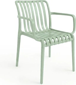 Scaun din plastic TREGO cu brate, verde