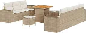 vidaXL Set de canapele pentru grădină 10 pcs Bej și crem Poli Rattan