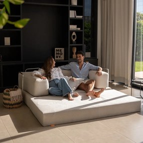 Canapea bej extensibilă cu tapițerie din țesătură bouclé 180 cm Bloom – TemaHome