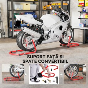 HOMCOM Stand pentru motociclete de 390 kg Față-Spate cu Furci Reglabile | Aosom Romania