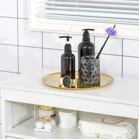 HOMCOM Dulap Auxiliar de Baie cu 2 Uși Raft Interior Ajustabil și Compartiment Deschis Mobilier de Baie pentru Sufragerie Bucătărie 60x30x80 cm Alb | Aosom Romania