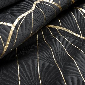 Cuvertură de pat de design LOTOS negru cu motiv auriu