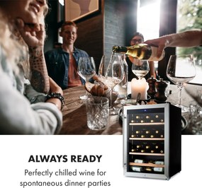 Klarstein Vinamour 48 Uno, vinotecă, 128 l, 48 de sticle, 3 rafturi, 4 - 18 °C, oțel inoxidabil