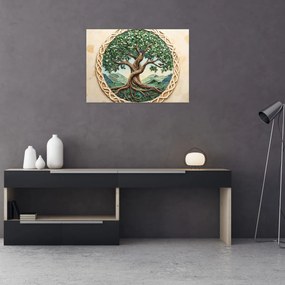 Tablou pe sticlă – Arborele vieții împletit (70x50 cm)