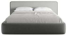 Pat matrimonial gri tapițat cu spațiu de depozitare cu somieră 160x200 cm Kiana – Makamii