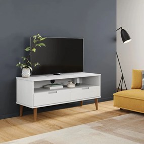 Comoda TV, alb, 106x40x49 cm, lemn masiv de pin 1, Alb