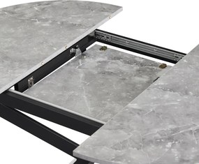 Masă extensibilă de dining, beton/neagră, 100x100-140x75 cm, ABERO TIP 1