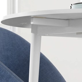 HOMCOM Masă de sufragerie pliabilă 2 abătătoare, masă rotundă extensibilă pentru 4 persoane, picioare din lemn Ø 89 x 73,5 cm, alb | Aosom Romania