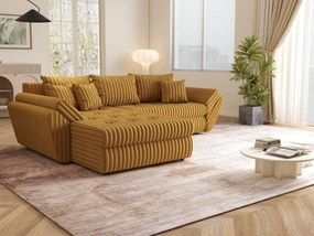 Colțar extensibil dumonde cu ladă de depozitare si sezut confortabil din spuma high-density, Loana Ambience Mustar 270x185 cm