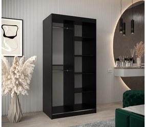 Dulap de haine 100 cm Eclipse (Negru mat + Stejar sonoma). 1063378