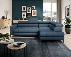 Coltar BAGGIO, sezlong dreapta, stofa catifelata albastru - Whisper 12