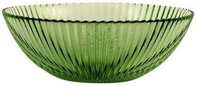 Bol Groove, H&H, sticlă striată verde,13 cm