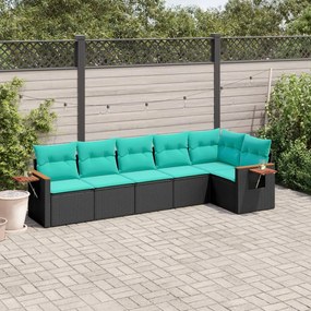 vidaXL Set canapele de grădină cu perne, 6 piese, negru, poliratan