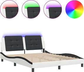 vidaXL Cadru de pat cu LED fără saltea, Zadar, alb și negru, 160x200 cm