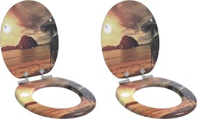 vidaXL Capac de toaletă cu închidere lentă 2 pcs Portocaliu 44 x 38 cm