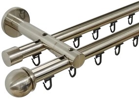 Galerie dubla teava profil todi max,prindere perete 19/19 inox (Alege marime: 360 cm)