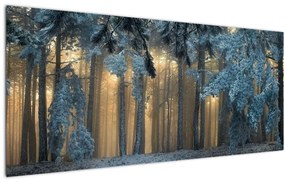 Tablou cu pădure înzăpezită (120x50 cm)